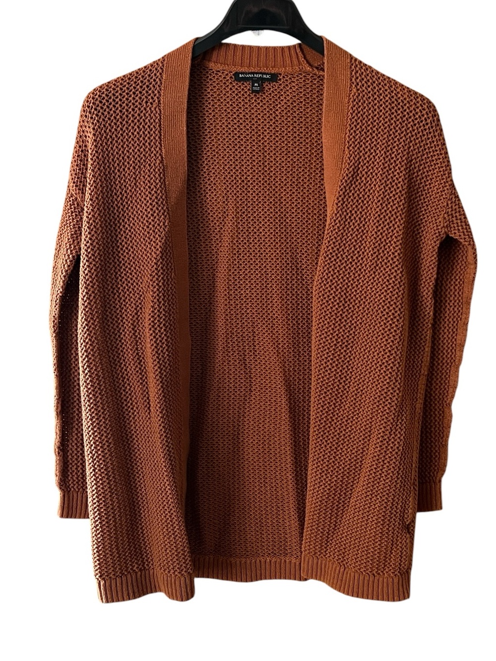 Banana Republic Open-Front Rust Knit Cardigan 100% Cotton Size Medium